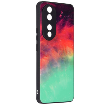 Husa telefon compatibila Honor 90, Glass Spate din Sticla Securizata, Fiery Ocean