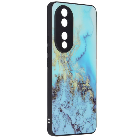 Husa telefon compatibila Honor 90, Glass Spate din Sticla Securizata, Blue Ocean
