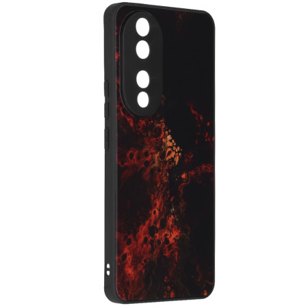 Husa telefon compatibila Honor 90, Glass Spate din Sticla Securizata, Red Nebula
