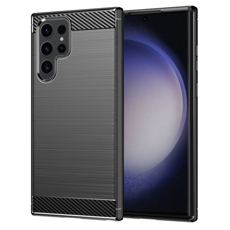 Husa Carbon compatibila Samsung Galaxy S24 Ultra, Tech AntiSoc, Negru
