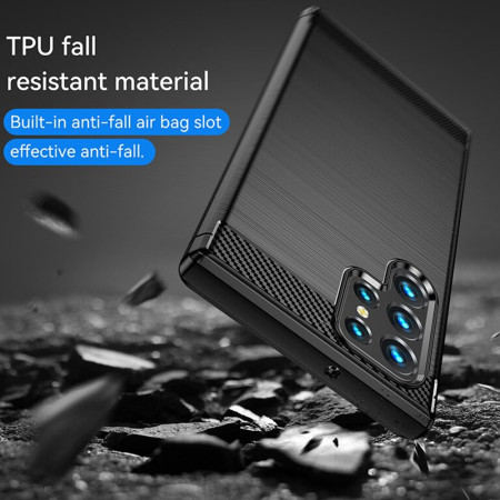 Husa Carbon compatibila Samsung Galaxy S24 Ultra, Tech AntiSoc, Negru