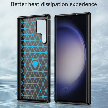 Husa Carbon compatibila Samsung Galaxy S24 Ultra, Tech AntiSoc, Negru