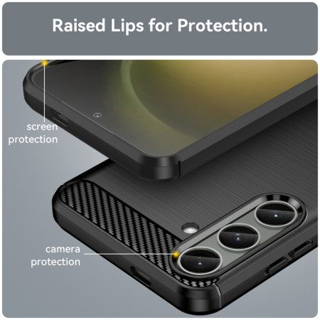 Husa Carbon compatibila Samsung Galaxy S24, Tech AntiSoc, Negru