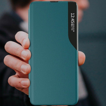 Husa Tip Carte compatibila Xiaomi Redmi Note 13 5G, Stand View, Dark Green