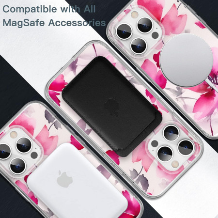 Husa personalizata pentru Apple iPhone 14, MagSafe Atasare Magnetica, Antisoc, Model Floral 6
