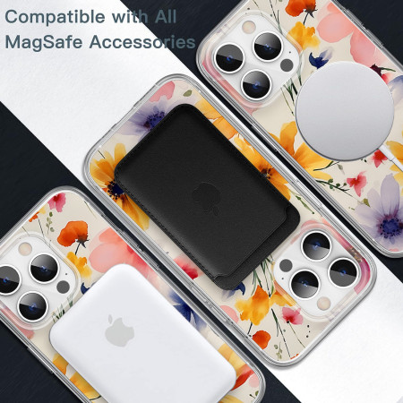 Husa personalizata pentru Apple iPhone 14 Pro, MagSafe Atasare Magnetica, Antisoc, Model Floral 2