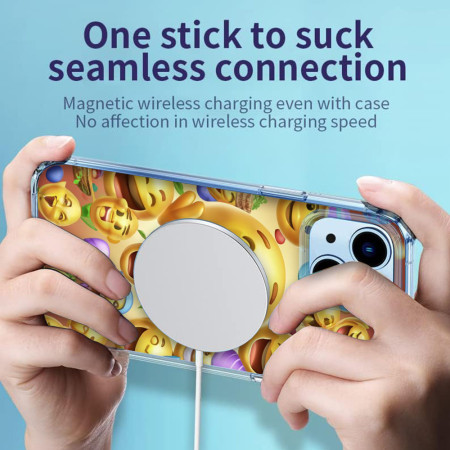 Husa personalizata pentru Apple iPhone 13, MagSafe Atasare Magnetica, Antisoc, Emoji Stop