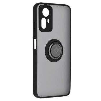 Husa telefon compatibila Xiaomi Redmi Note 12S, Glinth Magnet Auto si Inel Rotativ, Negru