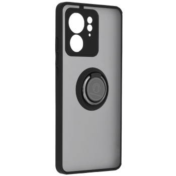 Husa telefon compatibila Motorola Edge 40 / Edge 2023, Glinth Magnet Auto si Inel Rotativ, Negru