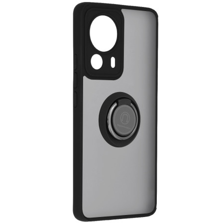 Husa telefon compatibila Xiaomi 13 Lite, Glinth Magnet Auto si Inel Rotativ, Negru