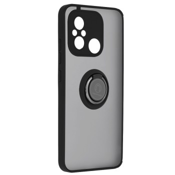 Husa telefon compatibila Xiaomi Redmi 12C, Glinth Magnet Auto si Inel Rotativ, Negru