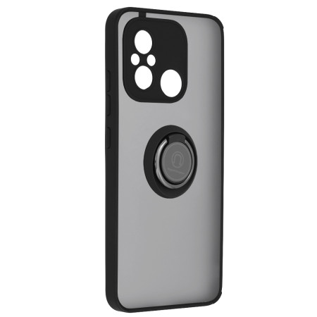 Husa telefon compatibila Xiaomi Redmi 12C, Glinth Magnet Auto si Inel Rotativ, Negru