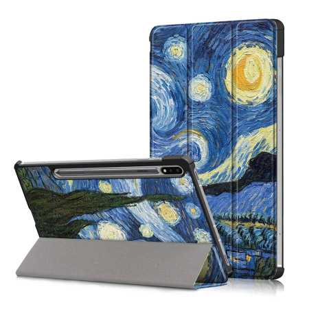 Husa tableta compatibila Tab S7 Plus / S8 Plus / S7 FE, FoldPro cu Microfibra, Auto Sleep/Wake, Starry Night