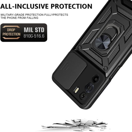 Husa telefon compatibila Motorola Edge 30, Slide & Snap Premium, Magnetic Ring Holder, Negru