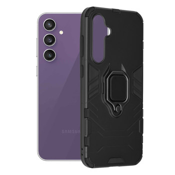 Husa H-Ring Defender compatibila Samsung Galaxy S23 FE, Antishock Armor, Inel rotetiv 360 grade, Magnet suport auto incorporat, TPU si PC, Negru