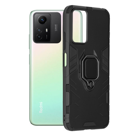 Husa H-Ring Defender compatibila Xiaomi Redmi Note 12S, Antishock Armor, Inel rotetiv 360 grade, Magnet suport auto incorporat, TPU si PC, Negru