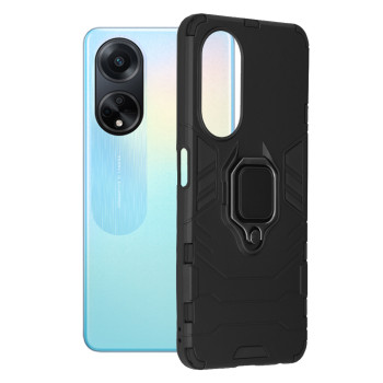 Husa H-Ring Defender compatibila Oppo A98 5G, Antishock Armor, Inel rotetiv 360 grade, Magnet suport auto incorporat, TPU si PC, Negru