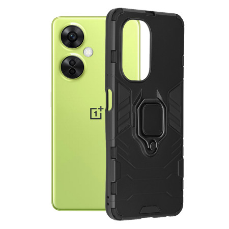 Husa H-Ring Defender compatibila OnePlus Nord CE 3 Lite, Antishock Armor, Inel rotetiv 360 grade, Magnet suport auto incorporat, TPU si PC, Negru