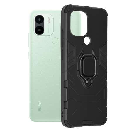 Husa H-Ring Defender compatibila  Xiaomi Redmi A1+ / A2+, Antishock Armor, Inel rotetiv 360 grade, Magnet suport auto incorporat, TPU si PC, Negru