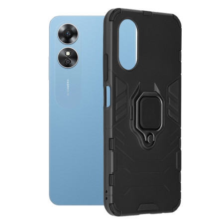 Husa H-Ring Defender compatibila Oppo A17, Antishock Armor, Inel rotetiv 360 grade, Magnet suport auto incorporat, TPU si PC, Negru