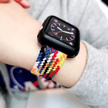 Curea Smartwatch compatibila Apple Watch 1/2/3/4/5/6/7/8/9/SE/SE 2/Ultra/Ultra 2 42/44/45/49mm, Nailon W032, Heartbeat Purple
