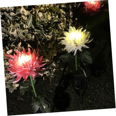Lampă Solară LED pentru Grădină, Design Crizantemă, Iluminare Alb Cald, IP65, 80 cm
