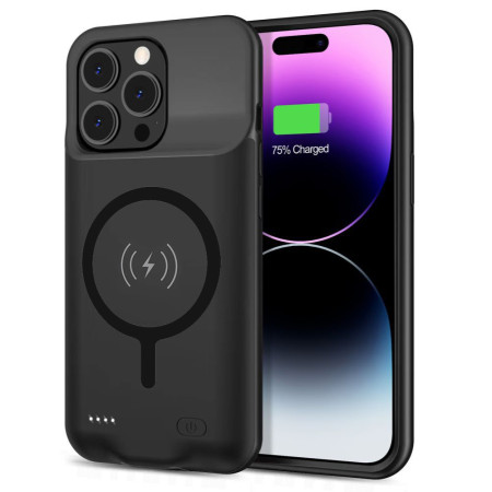 Husa cu Baterie Power Pro compatibila cu iPhone 15 Pro, 7000mAh, Black