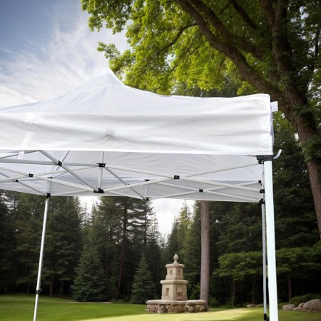 Prelată Copertină Acoperiș Cort Pavilion 2.9 x 2.9 m, Alb, Oxford 700D Cauciucat, Impermeabilă, Rezistentă la UV și Intemperii