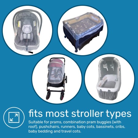 Plasă de Țânțari Universală pentru Cărucior Bebe, Elastică, 140 cm, Alb – Protecție Vară, Anti-Insecte