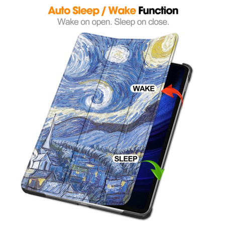 Husa tableta compatibila Xiaomi Pad 6 / Pad 6 Pro, FoldPro cu Microfibra, Auto Sleep/Wake, Starry Night