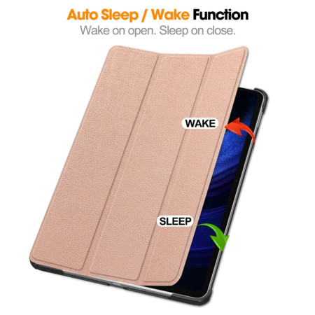 Husa tableta compatibila Xiaomi Pad 6 / Pad 6 Pro FoldPro cu Microfibra, Auto Sleep/Wake, Rose Gold