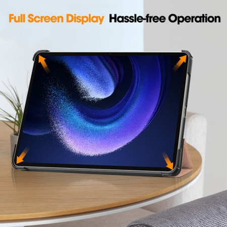Husa tableta compatibila Xiaomi Pad 6 / Pad 6 Pro FoldPro cu Microfibra, Auto Sleep/Wake, Rose Gold