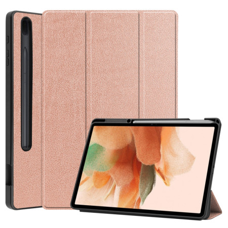 Husa tableta compatibila Samsung Galaxy Tab S7 Plus / S8 Plus / S7 FE, FoldPro cu Microfibra, Auto Sleep/Wake, Rose Gold