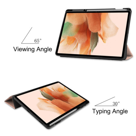 Husa tableta compatibila Samsung Galaxy Tab S7 Plus / S8 Plus / S7 FE, FoldPro cu Microfibra, Auto Sleep/Wake, Rose Gold