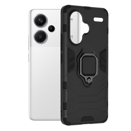 Husa Ring Defender compatibila Xiaomi Redmi Note 13 Pro Plus, Antishock Armor, Inel rotativ 360 grade, Magnet suport auto incorporat, TPU si PC, Negru