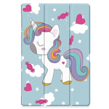 Husa tableta compatibila Samsung Galaxy Tab S9 / S9 FE Plus, FoldPro cu Microfibra, Auto Sleep/Wake, Unicorn