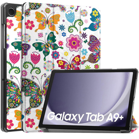 Husa tableta compatibila Samsung Galaxy Tab A9 Plus, FoldPro cu Microfibra, Auto Sleep/Wake, Butterfly