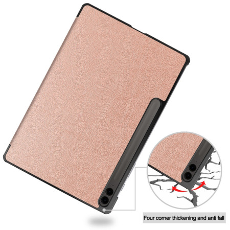 Husa tableta compatibila Samsung Galaxy Tab S9 / S9 FE Plus, FoldPro cu Microfibra, Auto Sleep/Wake, Rose Gold