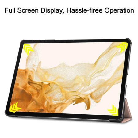 Husa tableta compatibila Samsung Galaxy Tab S9 / S9 FE Plus, FoldPro cu Microfibra, Auto Sleep/Wake, Rose Gold