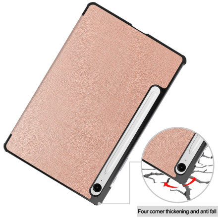 Husa tableta compatibila Samsung Galaxy Tab S9 / S9 FE, FoldPro cu Microfibra, Auto Sleep/Wake, Rose Gold