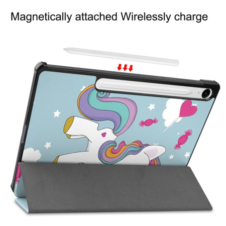 Husa tableta compatibila Samsung Galaxy Tab S9 / S9 FE, FoldPro cu Microfibra, Auto Sleep/Wake, Unicorn