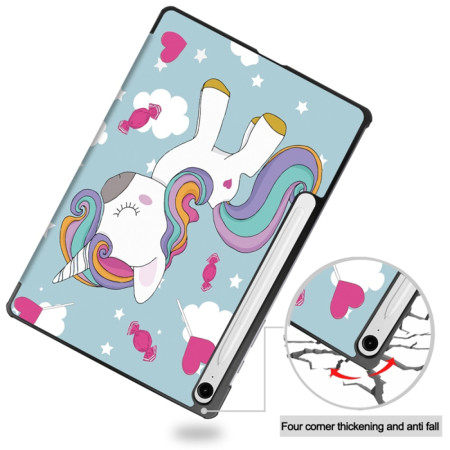 Husa tableta compatibila Samsung Galaxy Tab S9 / S9 FE, FoldPro cu Microfibra, Auto Sleep/Wake, Unicorn