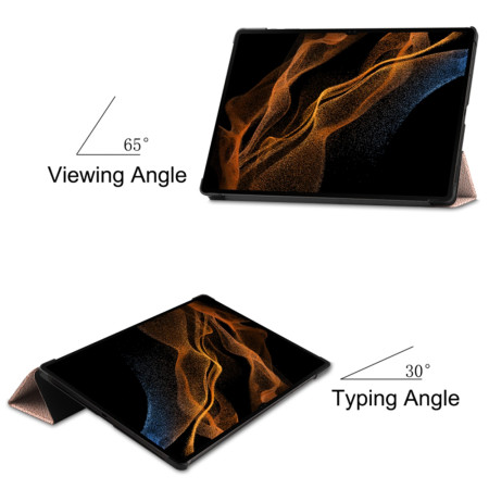 Husa tableta compatibila Samsung Galaxy Tab S8 Ultra / S9 Ultra, FoldPro cu Microfibra, Auto Sleep/Wake, Rose Gold