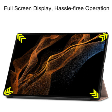 Husa tableta compatibila Samsung Galaxy Tab S8 Ultra / S9 Ultra, FoldPro cu Microfibra, Auto Sleep/Wake, Rose Gold