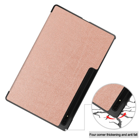Husa tableta compatibila Samsung Galaxy Tab S8 Ultra / S9 Ultra, FoldPro cu Microfibra, Auto Sleep/Wake, Rose Gold