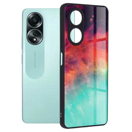 Husa telefon compatibila Oppo A58 4G, Glass Spate din Sticla Securizata, Fiery Ocean