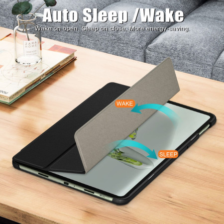 Husa tableta compatibila OnePlus Pad Go, FoldPro cu Microfibra, Auto Sleep/Wake, Black