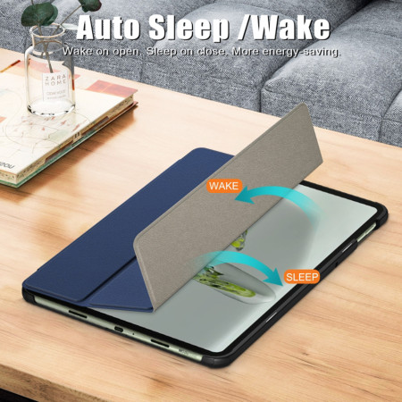 Husa tableta compatibila OnePlus Pad Go, FoldPro cu Microfibra, Auto Sleep/Wake, Blue