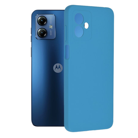 Husa de telefon compatibila Motorola Moto G14, Antiamprenta, Interior Microfibra, Camera Extra Pro, Denim Blue