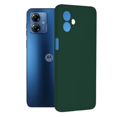 Husa de telefon compatibila Motorola Moto G14, Antiamprenta, Interior Microfibra, Camera Extra Pro, Dark Green